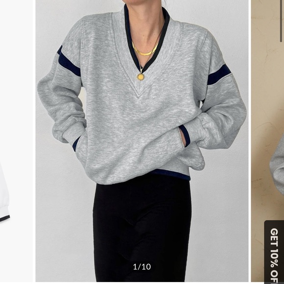 Contrast Trim Oversized Sweatshirt M - Picture 4 of 4